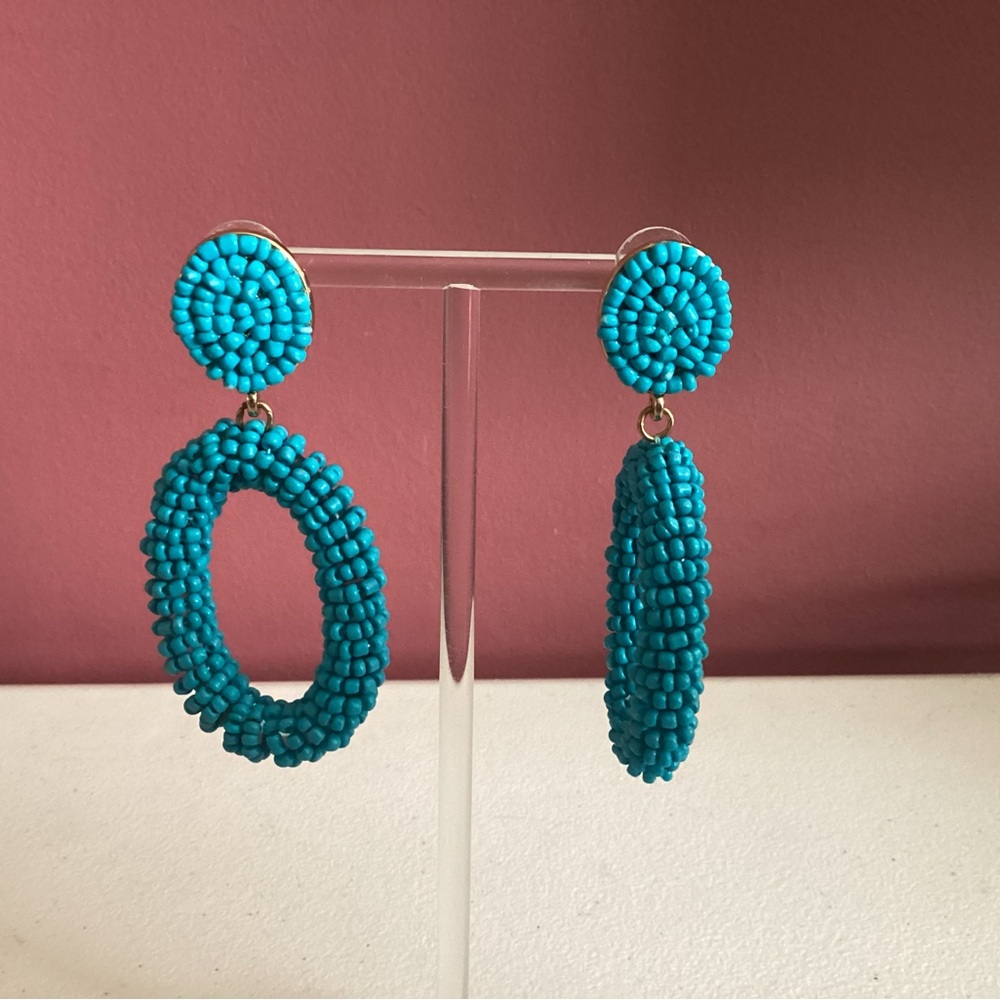 Sugar fix Turquoise Beaded Hoop Earrings